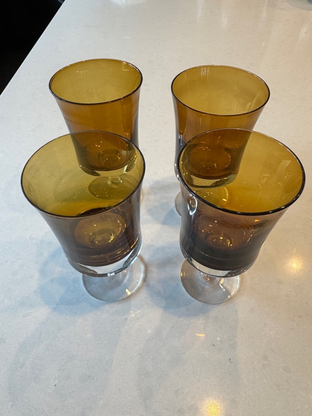 Set of 4 Amber goblets Stemmed Glasses for Dining & Entertaining Denby mirage br